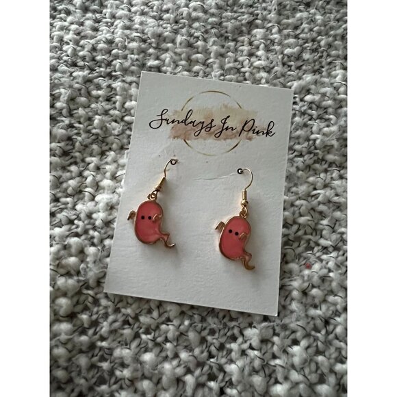 GHOSTIE Pink Ghost Halloween Earrings NEW - Picture 1 of 3